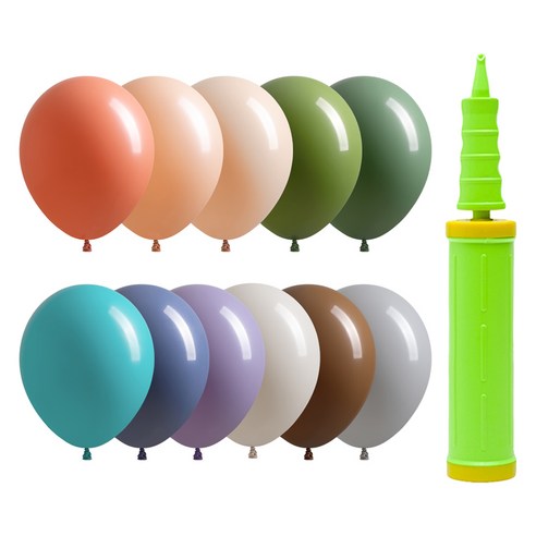조이파티 조이벌룬 아티스트 풍선 30cm 100p + 손펌프 세트, 풍선(랜덤발송), 손펌프(라임그린), 1세트