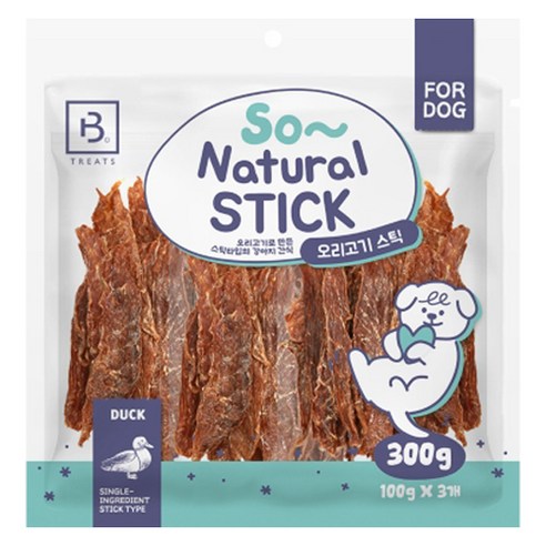 브리더랩 쏘내추럴 스틱 강아지 건조간식, 오리고기, 300g, 2개