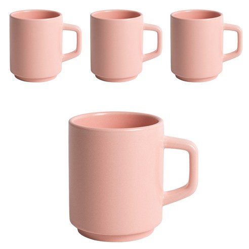 벤자민 무광 파스텔 컬러 레고 스택 머그 330ml, 베이비핑크, 4개