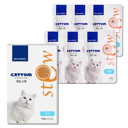 베러펫 캣냠 고양이 스튜 소프트 스프 습식사료 참치, 70g, 6개