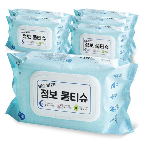 빅사이즈 점보 물티슈 캡형, 6개, 50매, 55g