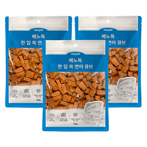베노독 강아지용 한입 쏙 큐브, 연어, 300g, 3개