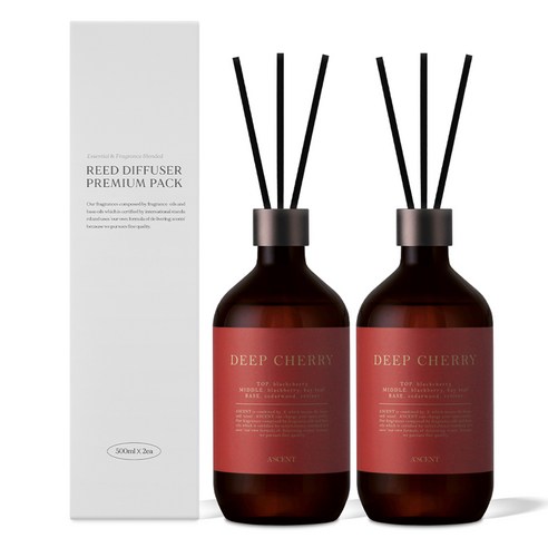 에이센트 네이처 디퓨저, 딥체리, 500ml, 2개