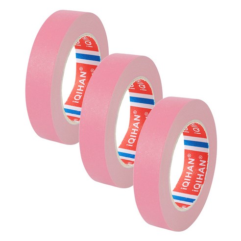 iQIHAN 칼라 마스킹 종이테이프 20mm x 15m, 핑크, 3개