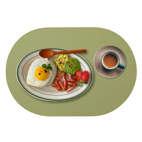 디아르 플래티넘 실리콘 방수 플레인 식탁매트, 올리브그린, 43 x 29.5 cm, 1개