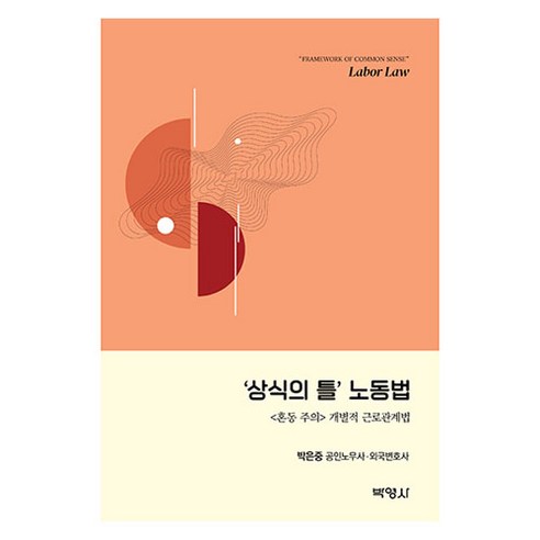 박영사 ''상식의 틀'' 노동법 〈혼동 주의〉 개별적 근로관계법, 박은중