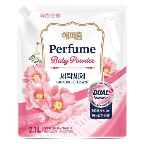 해피홈 파워겔 프레쉬부스트 베이비파우더향 세탁세제 리필, 2.1L, 1개