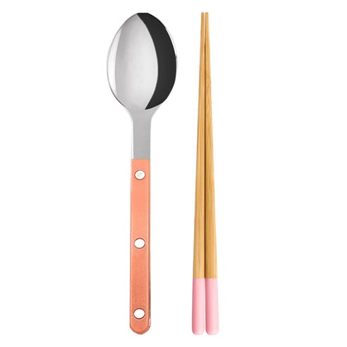 사브르 야마치쿠 어른용 수저 5종 세트, 누드핑크, 숟가락 + 젓가락, 1세트
