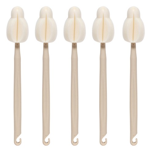 엠피엘 롱 더블버블 젖병솔 25cm, 베이지, 5개