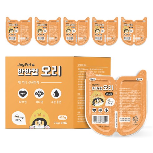 조이펫 고양이 반반컵 간식캔, 오리, 70g, 6개