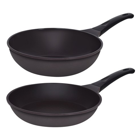 오퇴르 국내생산 시어터 주물 프라이팬 2종 세트, 다크브라운, 1세트, 팬 26cm + 궁중팬 26cm