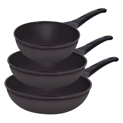 오퇴르 시어터 주물 프라이팬 세트 3개, 다크브라운, 1세트, 궁중팬 20cm + 26cm + 28cm