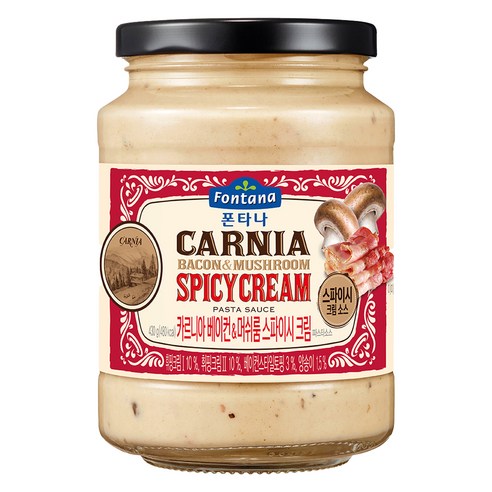 폰타나 카르니아 베이컨 앤 머쉬룸 스파이시 크림 파스타소스 리뷰 파스타소스