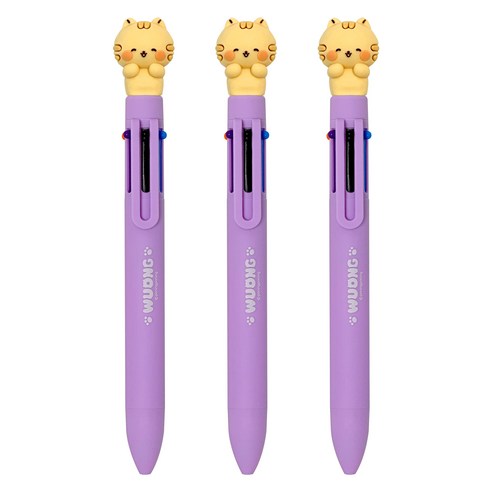 iiGEN 다꾸 캐릭터 우옹이 6색 볼펜 0.7mm, 갈색 고양이, 3개