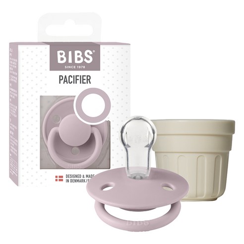 BIBS 디럭스 노리개젖꼭지 + 전용캡 세트, 신생아~36개월, 더스키라일락, 1세트