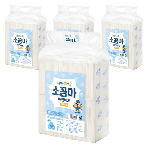 소꼼마 강아지 소변아 꼼짝마 냄새잠금 배변패드 베이직, 4개, 100개입