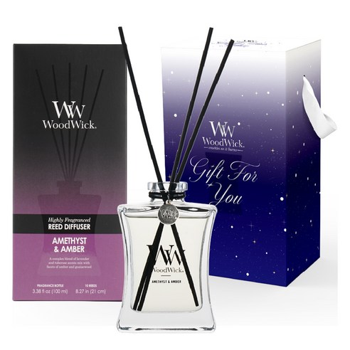 우드윅 시그니처 디퓨저 기프트 에디션, 애머시스트 앤 앰버, 100ml, 1개