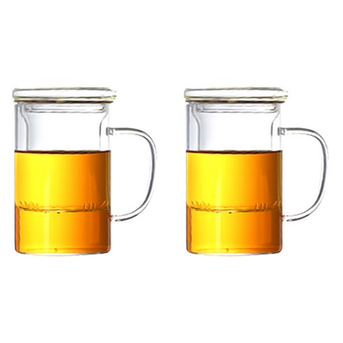 인블룸 티망 내열유리 머그컵 찻잔 550ml, 투명, 2개