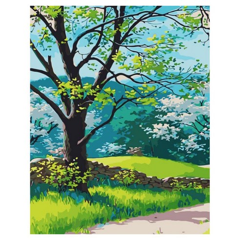 모모픽스페인팅 DIY 명화그리기 세트 60 x 75 cm, WP30 초여름 돌담길, 1세트