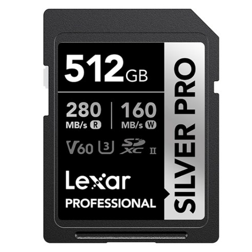 렉사 SD SILVER PRO V60 4K 메모리 카드 캐논 소니 니콘 후지 카메라 지원, 1개, 512GB