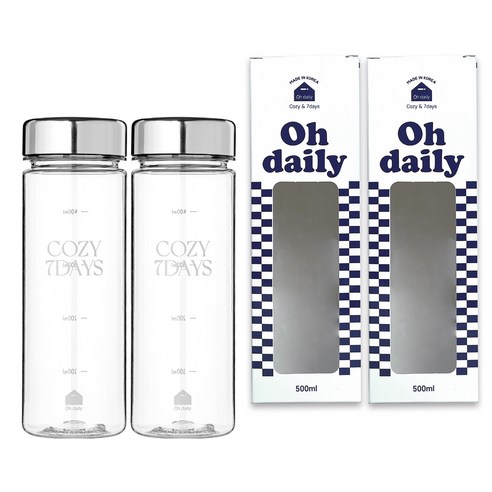 오데일리 보온보냉 메탈 트라이탄 물병, WHITE + WHITE, 1세트, 500ml