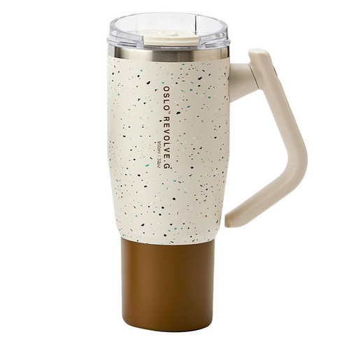 오슬로 리볼브 G 회전 핸들 텀블러, 도트아이보리, 950ml, 1개