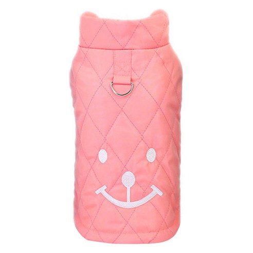 강아지 누빔 스마일 패딩 조끼, Pink, 1개