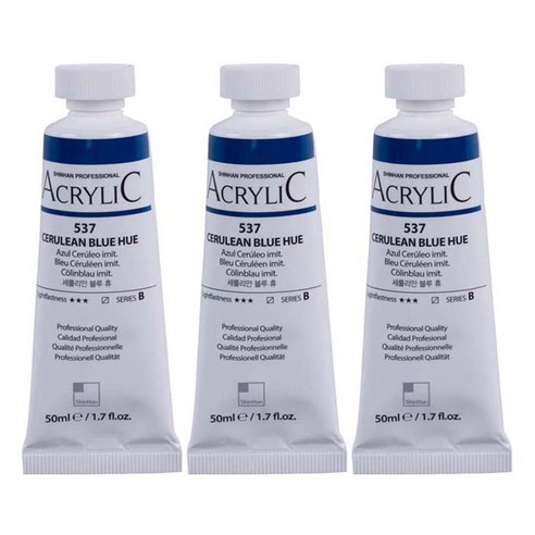 신한화구 전문가 아크릴컬러 Tube 세룰리안 블루 휴 3p, 50ml, 1색