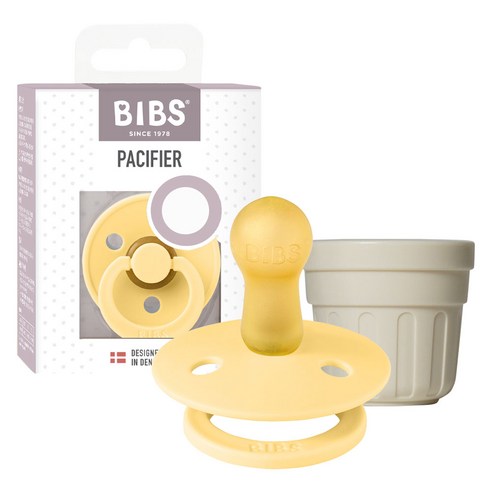 BIBS 컬러 천연고무 노리개 쪽쪽이 + 전용캡 세트, 2단계, 페일버터, 1세트
