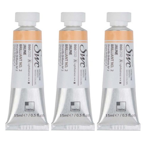 신한화구 전문가 수채화물감 SWC 튜브 A시리즈 866 쟌 브릴리언트 2 3p, 15ml, 1색