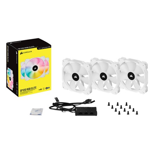 커세어 iCUE 시스템 쿨러 저소음 120mm FAN / SP120 RGB ELITE - TRIPLE FAN 3p, 화이트, 1개