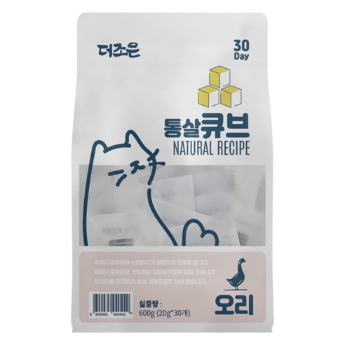 더조은 고양이 리얼 통살 큐브 간식 30p, 오리, 600g, 1개