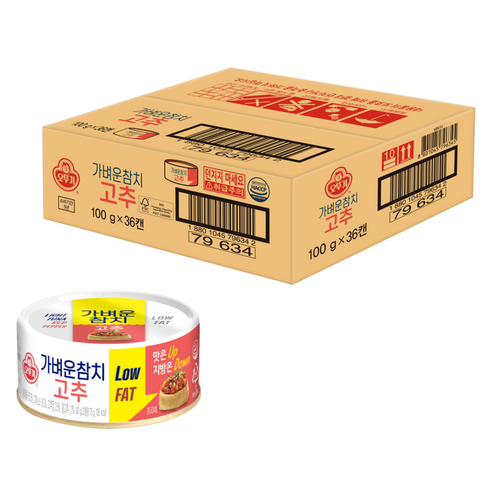 오뚜기 가벼운 참치 고추, 100g, 36개