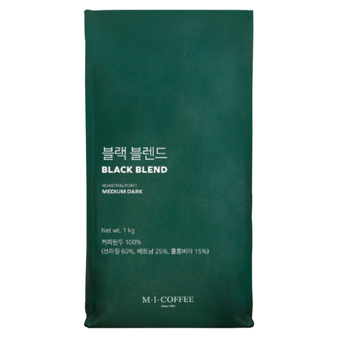 엠아이커피 블랙 블렌드 원두, 홀빈(분쇄안함), 1kg, 1개