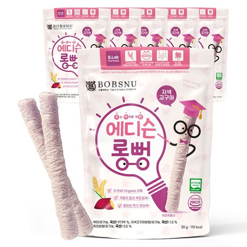 서울대밥스누 우아한 유기농 에디슨롱뻥 과자, 자색고구마, 30g, 6개