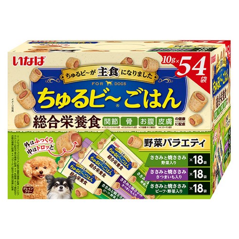 이나바 강아지 져키 츄르비 고항 버라이어티 간식 54p QDS-175, 540g, 1개, 혼합맛(닭가슴살/채소)