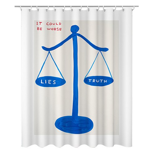 마켓감성 블루크림 샤워커튼, 저울, 1개