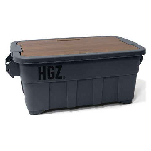하이그라운즈 캠핑 캐스터 이동식 수납 토르 카고 박스 53L + 우드 상판 세트, 더스티그레이, 1단, 1개