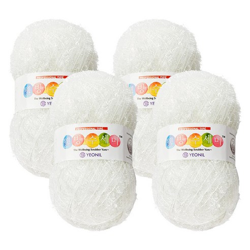 연일섬유 웰빙 수세미 뜨개실 80g, 01 흰색, 4개