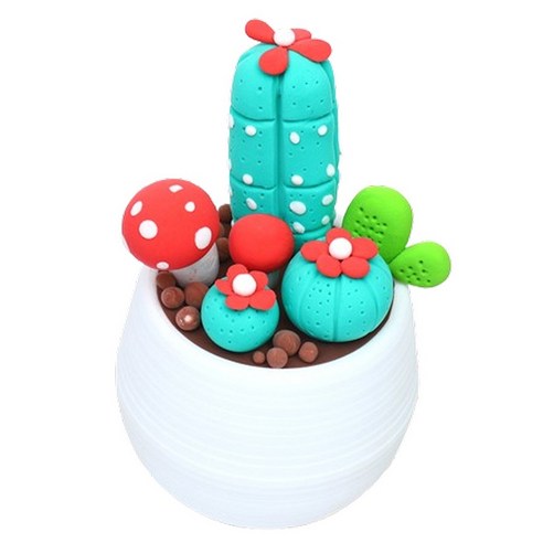 귀여운 미니미 선인장 클레이 지점토 화분 만들기 세트 300g, 6, 1세트