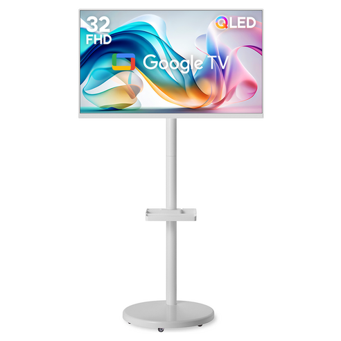 이노스 FHD QLED 삼탠바이미 이동식 구글 스마트 TV + 일반형 무빙 스탠드 세트 화이트, 81cm(32인치), FS-20, 스탠드형, 고객직접설치