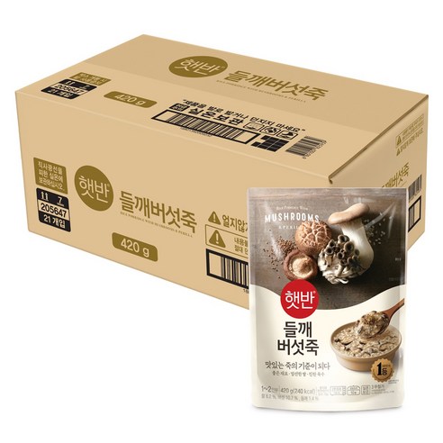 비비고 들깨버섯죽, 450g, 21개
