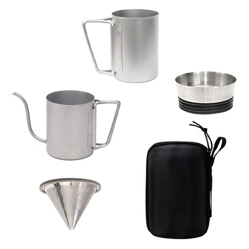 브루클린 아웃도어 핸드드립 7종 세트, 드립서버 400ml + 드립케틀 600ml + 필터거치대 + 드립필터 + 분리형 스파우트 + 마개 + 케이스, 1세트