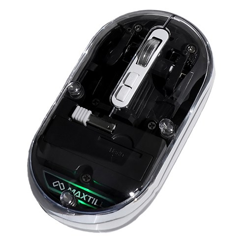 맥스틸 무소음 3모드 멀티페어링 블루투스 투명 무선 마우스 GM-TM10D, 블랙