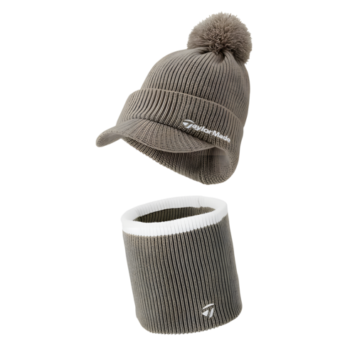 테일러메이드 여성용 벨 니트 비니 모자 + 넥워머 세트 TL033, 베이지, 1세트