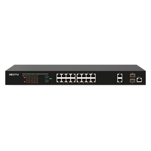 넥스트유 16포트 10 / 100 / 1000Mbps POE+ 250W 2SFP 2TP L2 매니지먼트 스위치 - 스위칭허브 ...