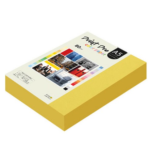종이문화 프린트프로 칼라복사지 80g No 06 딥옐로우, A5, 500개