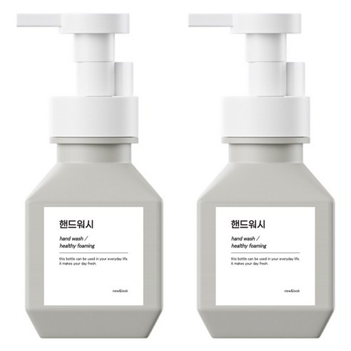 뉴앤룩 폴리 욕실 거품용기 핸드워시 리필공병 거품형 280ml + Q라벨 스티커 세트, 그레이(공병), 2개