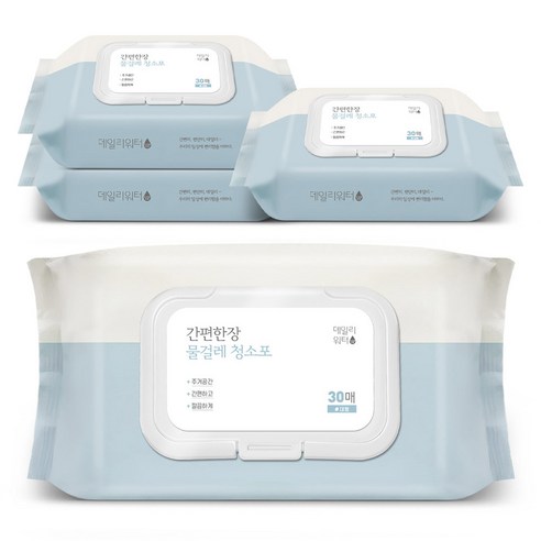 데일리워터 간편한장 물걸레 청소포 캡형 30p, 4개