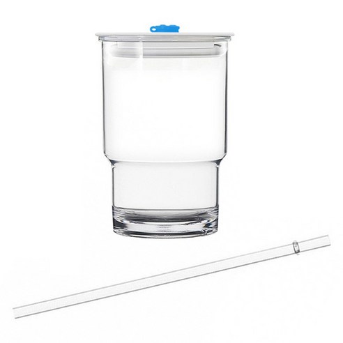 내열 원캡 보라보라 텀블러 + 캡 + 마개 + 트라이탄빨대 세트, 화이트 + 블루, 473ml, 1세트